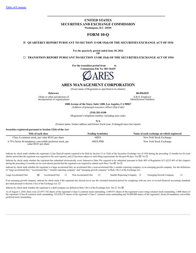 Vorschaubild Ares Management
 Quartalsbericht 2026-q2