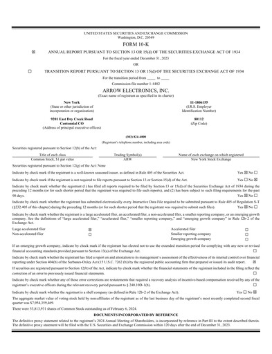 Vorschaubild Arrow Electronics
 Jahresbericht 2023
