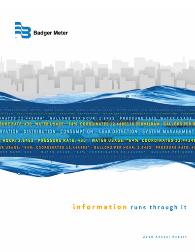 Thumbnail Badger Meter
 Annual Report 2010
