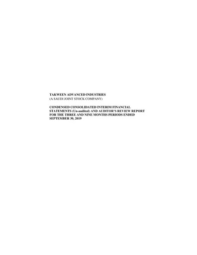 Thumbnail Takween Advanced Industries Quarterly Report 2019-q3
