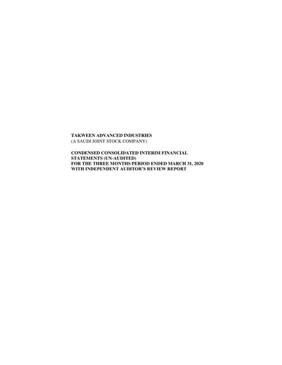 Thumbnail Takween Advanced Industries Quarterly Report 2020-q1