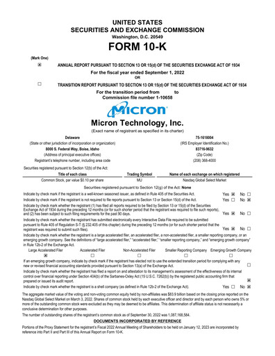 Thumbnail Micron Technology Annual Report 2022