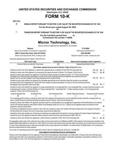 Thumbnail Micron Technology Annual Report 2025