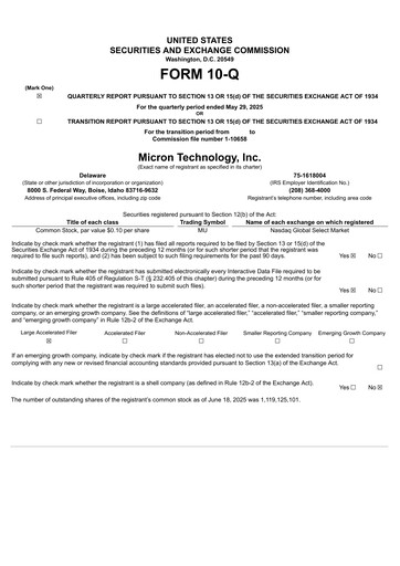 Vorschaubild Micron Technology Quartalsbericht 2025-q3
