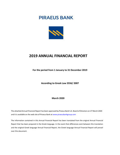 Vorschaubild Piraeus Financial Holdings Finanzmitteilung 2019