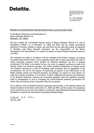 Thumbnail Banco Santander Brasil Financial Statement 2008