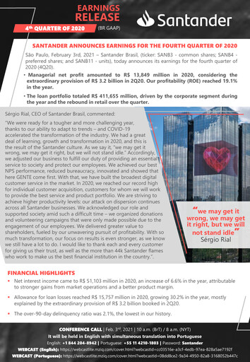 Thumbnail Banco Santander Brasil Quarterly Report 2020-q4