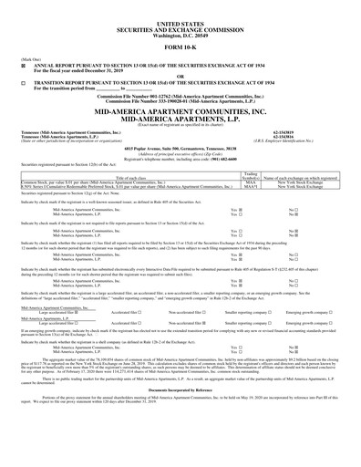 Thumbnail Mid-America Apartment Communities Financial Report 2019