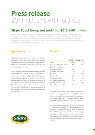 Thumbnail Sligro Food Financial Statement 2013