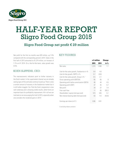 Miniature Sligro Food Rapport semestriel 2015