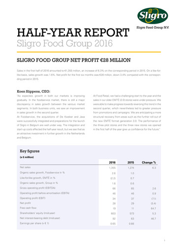 Miniature Sligro Food Rapport semestriel 2016