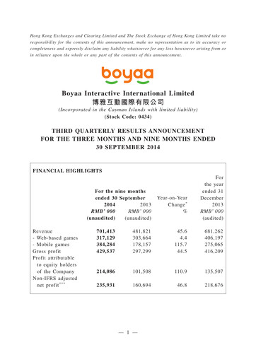Thumbnail Boyaa Interactive Quarterly Report 2014-q3