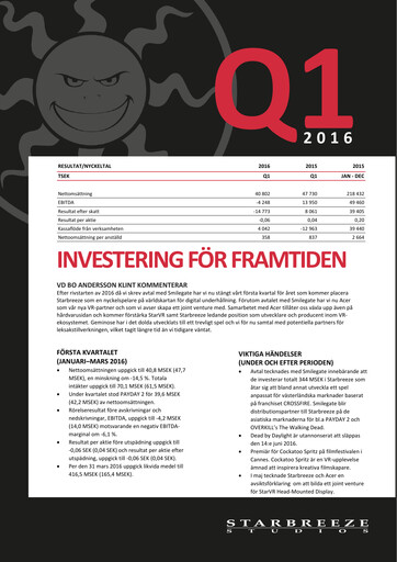 Thumbnail Starbreeze Quarterly Report 2016-q1