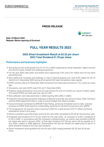 Thumbnail Eurocommercial Properties Financial Statement 2023