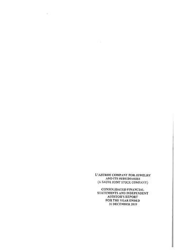 Miniature L'azurde Company for Jewelry Bilan financier 2019