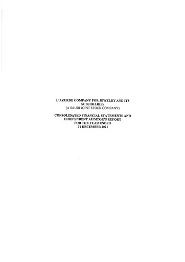 Miniature L'azurde Company for Jewelry Bilan financier 2021