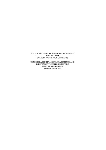 Thumbnail L'azurde Company for Jewelry Financial Statement 2025