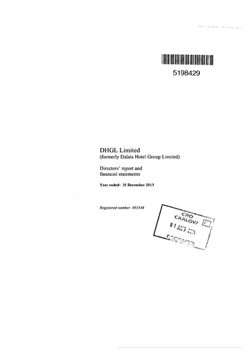 Thumbnail Dalata Hotel Group Financial Statement 2013