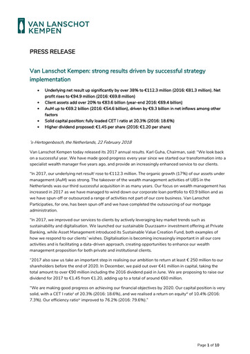 Thumbnail Van Lanschot Kempen Financial Statement 2017