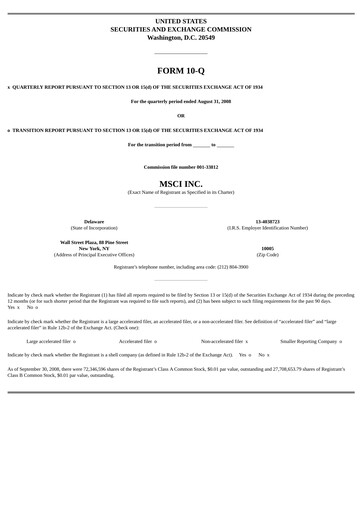 Vorschaubild MSCI Quartalsbericht 2008-q3