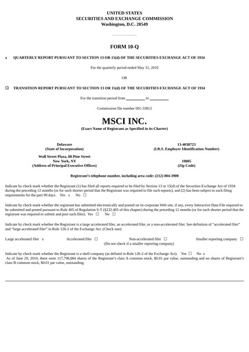 Vorschaubild MSCI Quartalsbericht 2010-q2