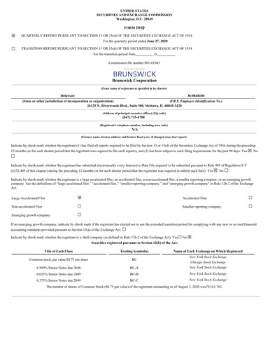 Thumbnail Brunswick Corporation Quarterly Report 2020-q2
