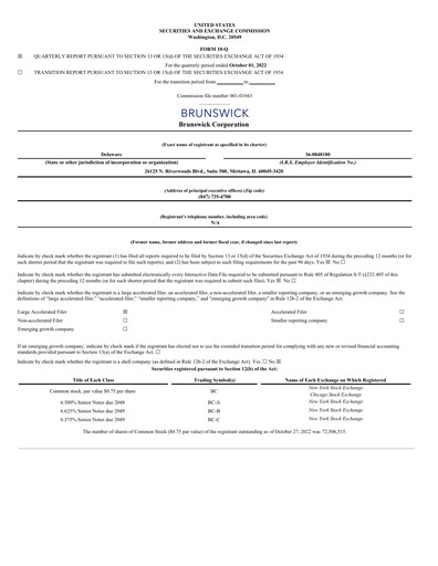 Thumbnail Brunswick Corporation Quarterly Report 2022-q3