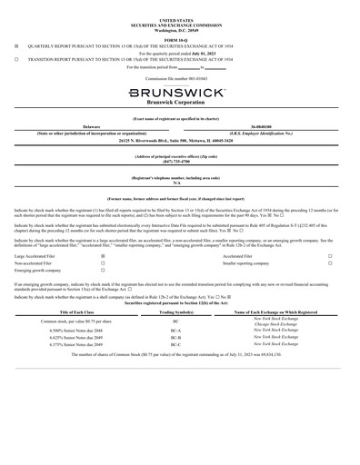 Thumbnail Brunswick Corporation Quarterly Report 2023-q2