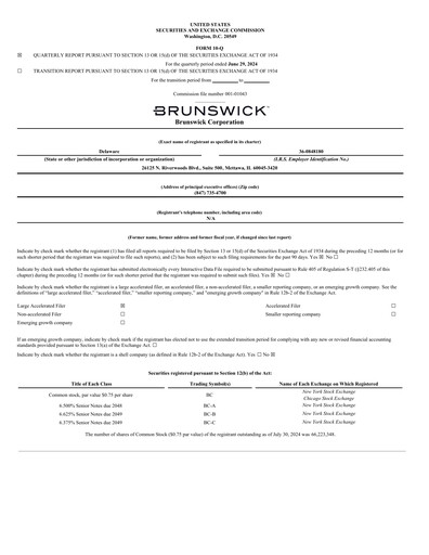Thumbnail Brunswick Corporation Quarterly Report 2024-q2