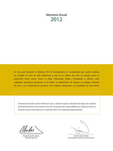 Miniature Buenaventura Mining Company  Rapport annuel 2012