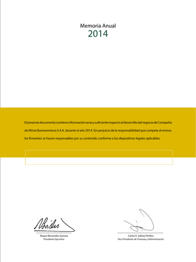 Miniature Buenaventura Mining Company  Rapport annuel 2014