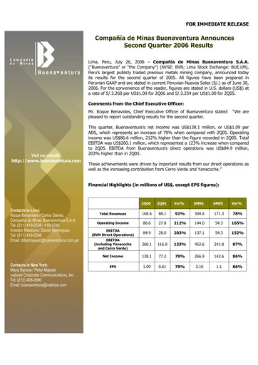 Miniature Buenaventura Mining Company  Bilan financier 2006-h1