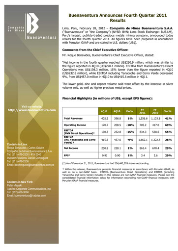 Miniature Buenaventura Mining Company  Bilan financier 2011