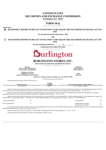 Thumbnail Burlington Stores Quarterly Report 2025-q1