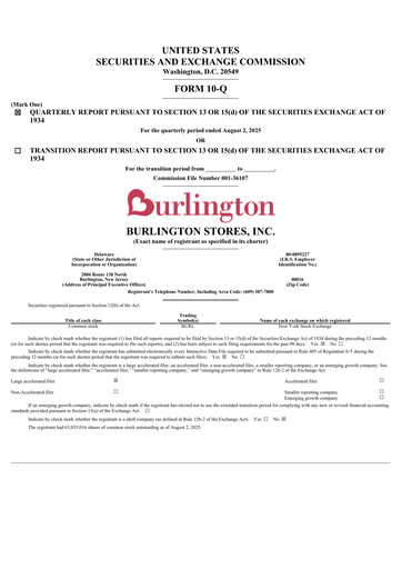 Thumbnail Burlington Stores Quarterly Report 2025-q2