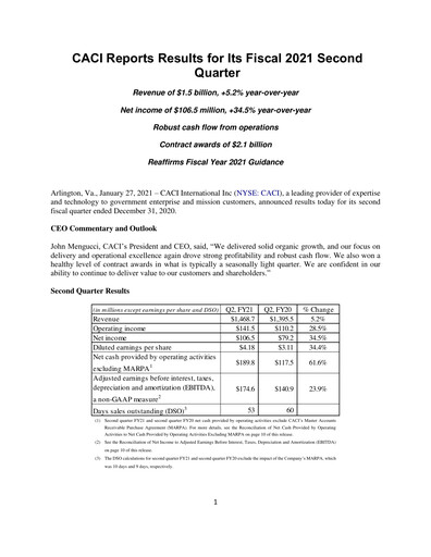 Miniature CACI International Inc Rapport trimestriel 2021-q2