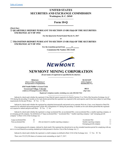 Thumbnail Newmont Quarterly Report 2017-q1