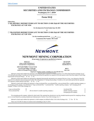Thumbnail Newmont Quarterly Report 2018-q2