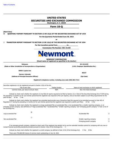 Thumbnail Newmont Quarterly Report 2022-q2