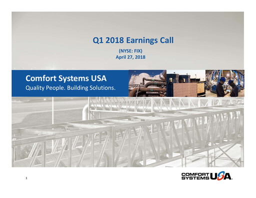 Thumbnail Comfort Systems USA Quarterly Report 2018-q1