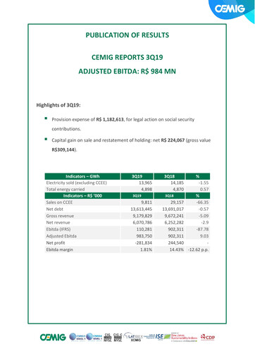 Vorschaubild Cemig Quartalsbericht 2019-q3