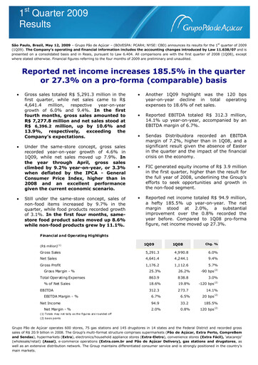 Thumbnail GPA Quarterly Report 2009-q1