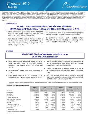 Thumbnail GPA Quarterly Report 2010-q3