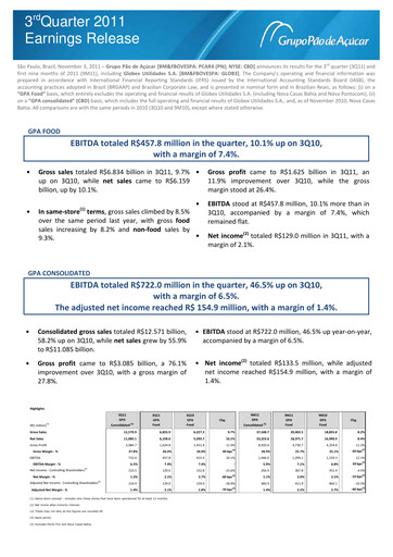 Thumbnail GPA Quarterly Report 2011-q3