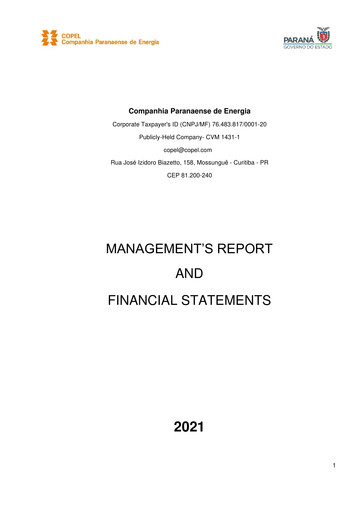 Thumbnail Companhia Paranaense de Energia (COPEL) Financial Statement 2021