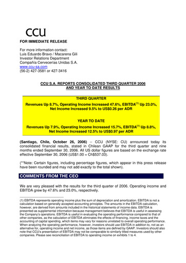 Thumbnail Compañía Cervecerías Unidas Quarterly Report 2006-q3