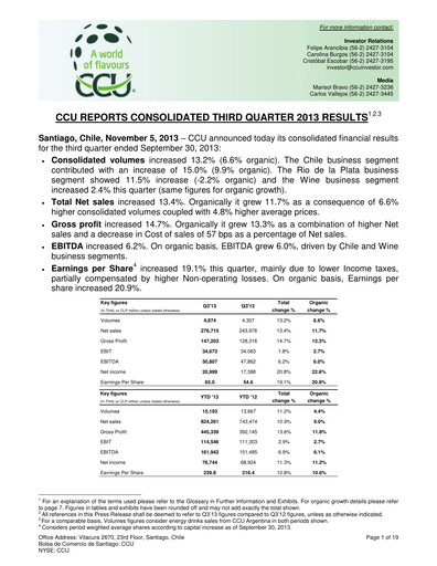 Thumbnail Compañía Cervecerías Unidas Quarterly Report 2013-q3