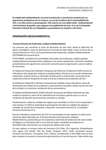 Thumbnail Compañía Cervecerías Unidas Sustainability Report 2010