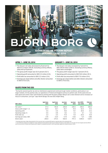 Thumbnail Björn Borg Quarterly Report 2014-q2