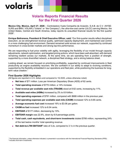 Thumbnail Volaris
 Quarterly Report 2026-q1